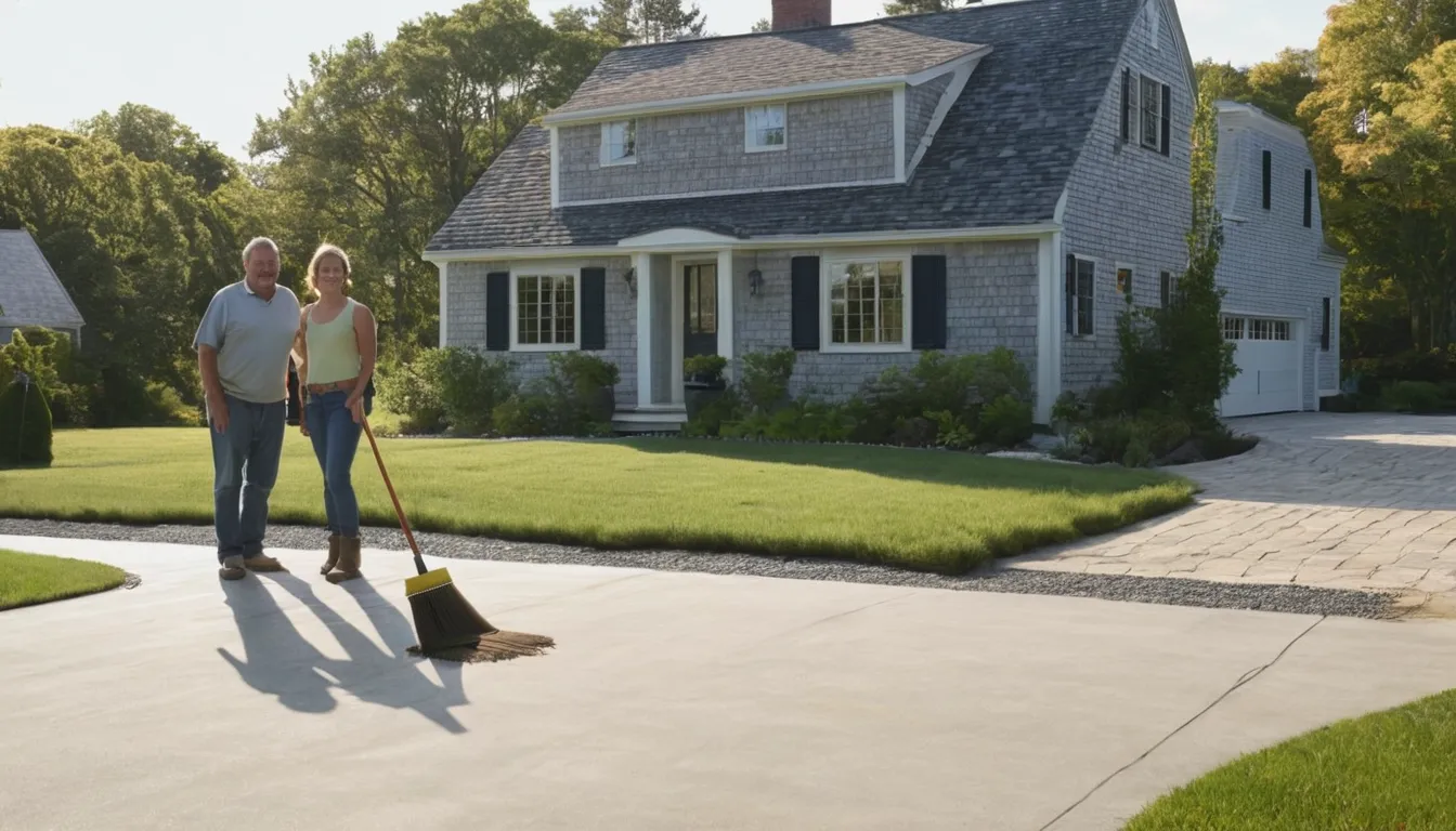 New concrete driveway freshly finished beside a home in High Bridge