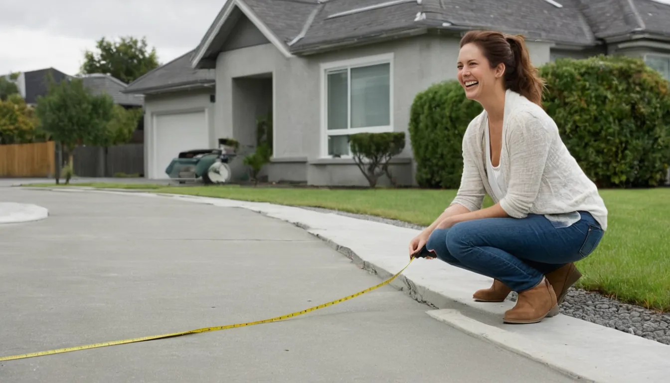 Homeowner checking a hairline crack on a concrete driveway in the High Bridge area